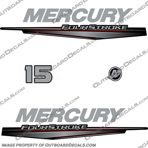 Mercury 15hp Outboard Engine Decal Kit - 2011+ mercury, 15, 15hp, 15 hp, 2011, 2012, 2013, 2014, 2105, 2016, 2107, 2108, 2019, 2020, merc, mercury, outboard, engine, four, stroke, fourstroke, engine, motor, 4s, 4stroke