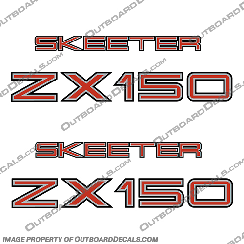 Skeeter Boat Logo Decal - ZX150 Silver Inline Skeeter, Boat, Decals, sx175, sx, 175, boats, Bay, Bass, Hull, Logo, Sticker, INCR10Aug2021, decal, ZX 150, ZX150, White, Inline