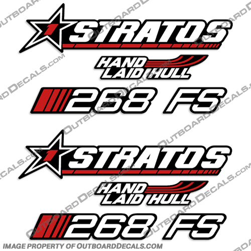 Stratos "268 FS" Hand Laid Hull Decal Kit  stratos, fs, 268, decal, decals, sticker, set, kit, boat, engine, cover, hand, laid, hull, 268fs, 