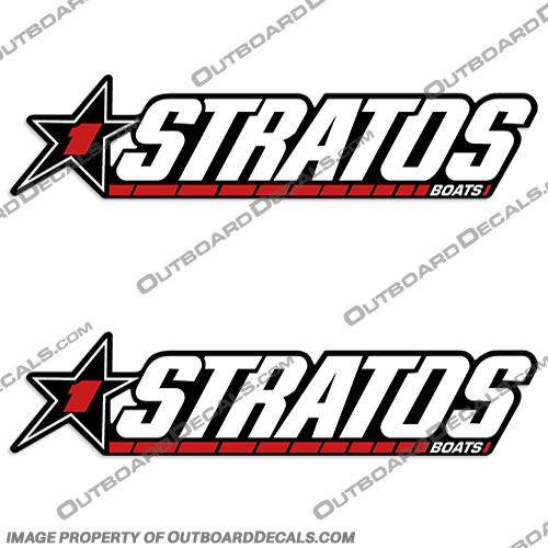 Stratos Boats w/ Star 1 (Set of 2) Boat Decals Stratos, Boat, Boats, w/, with, Star, 1, Decal, Decals