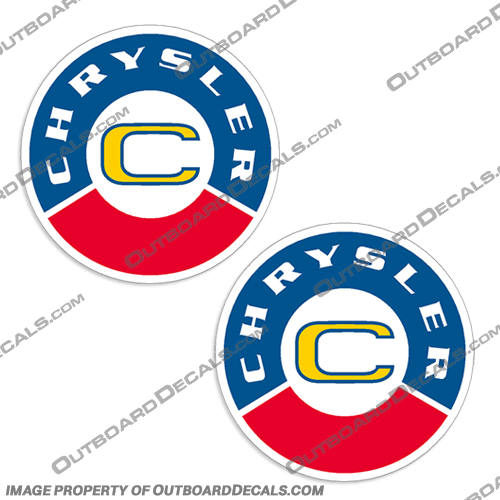 Chrysler Logo Emblem Boat Decals (Set of 2) - Style 2 Chrysler, Logo, Emblem, Boat, Decals, Style 2, Round, Set of 2