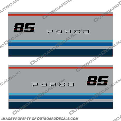 Mercury Marine Force 85hp Decal Kit - 1984 Mercury, Marine, Force, 85, 85hp, hp, horsepower, horse power, Decal, Decals, Kit, 1984