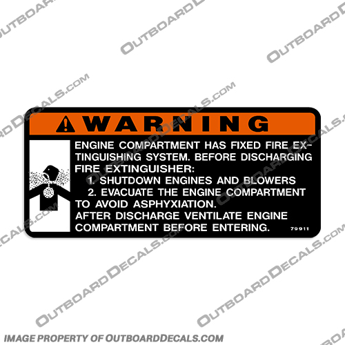 Warning Engine Compartment Decal  warning, caution, decal, sticker, single, ensure, boat, legal, 1705641, safety, close, hatch, while, boat, is, underway, fire, exstinguish, engine, compartment