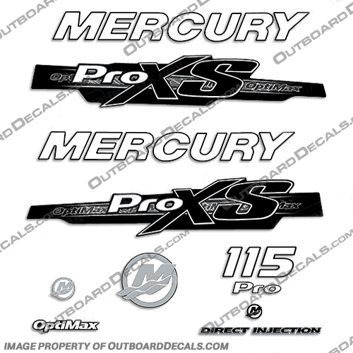 Mercury 115hp ProXS 2011+ Style Decals - White / Black / Silver 115, pro xs, pro, pro-xs, xs, proxs, optimax proxs, optimax pro xs, optimax pro-xs, pro-xs, INCR10Aug2021