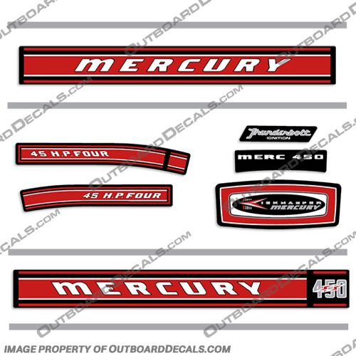 Mercury 1968 45HP Outboard Motor Engine Decals Mercury, 1968, 45hp, 45, hp, Outboard, Motor, Engine, Decal, Decals