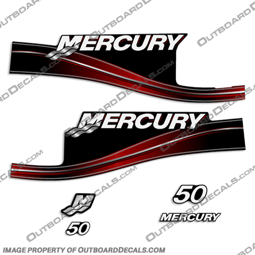 Mercury 50hp 2 Stroke Decal Kit 2005 - 2009 50 hp, 2 stroke, 2005, 2006, 2007, 2008, 2009, INCR10Aug2021