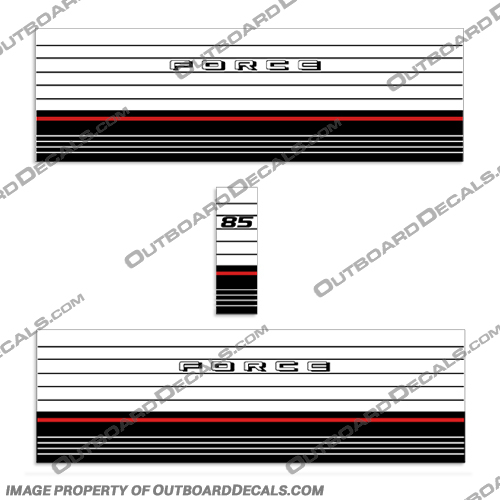 Mercury Marine Force 85hp Decal Kit - 1983-1986 Mercury, Marine, Force, 85, 85hp, hp, horsepower, horse power, Decal, Decals, Kit, 1983, 1986, 1983 - 1986