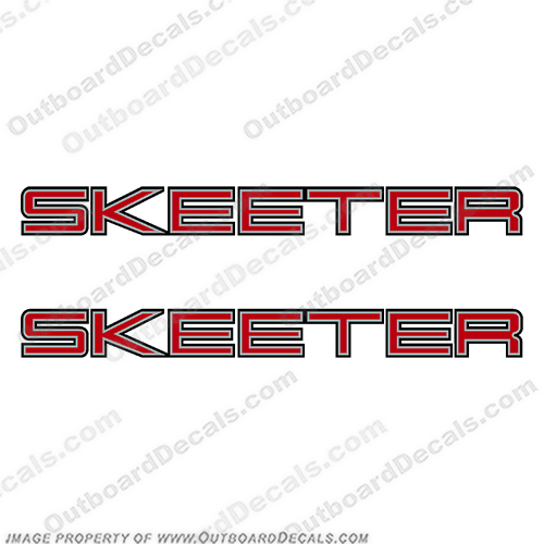 Skeeter Boat Logo Decals - Silver/Red/Black (White/Red/Black version listed  separately)