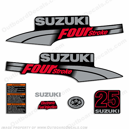 Suzuki 25hp DF25 FourStroke Decal Kit 2003 - 2009