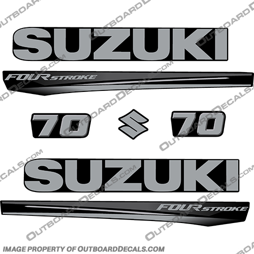 Suzuki 70 Fourstroke New 2017 and Up - Black Cowl suzuki, 50, 50hp, 60hp, 60,70, 70hp, 2017, 2018, 2019, 2020, 2021, 2022, Black, Black Cowl, red, red cowl, new, style, decal, decals, set, kit, stickers, outboard, engine, motor, fourstroke, silver