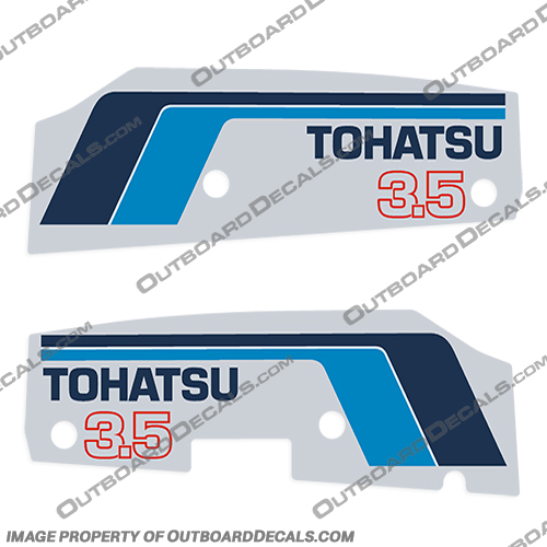 Tohatsu 3.5hp Decal Kit - Mid 1980s tohatsu, 3.5, 3.5hp, 3.5 hp, mid, 80s, 1980, boat, decal, set, engine, decals, outboard, 