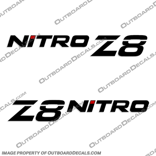 Tracker Marine Nitro Z8 Boat Decals - Black w/Red Accent nitro, boat, decal ,gold, outline, various, sizes, z8, z 