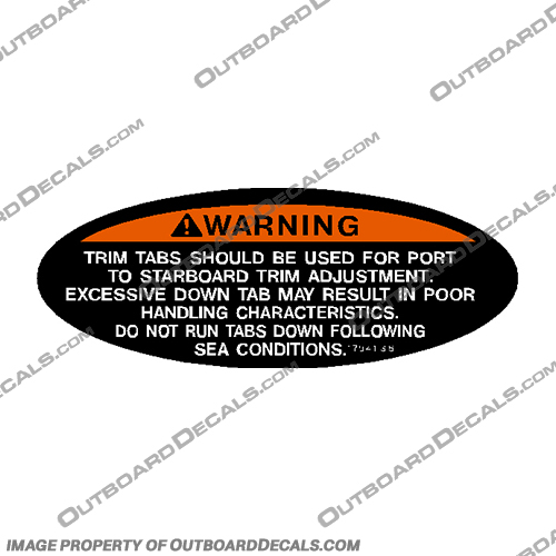 Warning Decal - "Trim tabs should be.." - 1704136 warning, decal, sticker, boat, motor, engine, sngle, trim, tabs, should, be, 1704136,