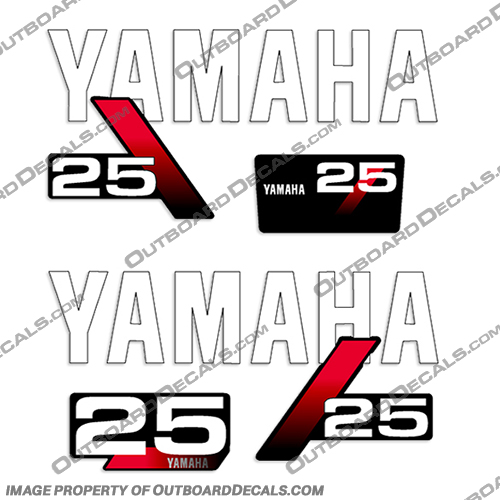 1992 Yamaha 25hp Decals 1992, 25, yamaha, Decals, hp, 25hp, boat, decal, set, stickers, motor, engine, outboard